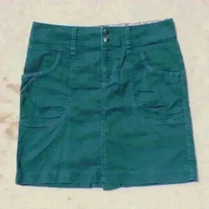 ATHLETA Super Stretchy Teal Denim Skirt Straight Mini Pencil Pockets Women 6 S